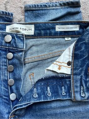 Denim Forum The Yoko High-Rise Slim Jeans in Blue